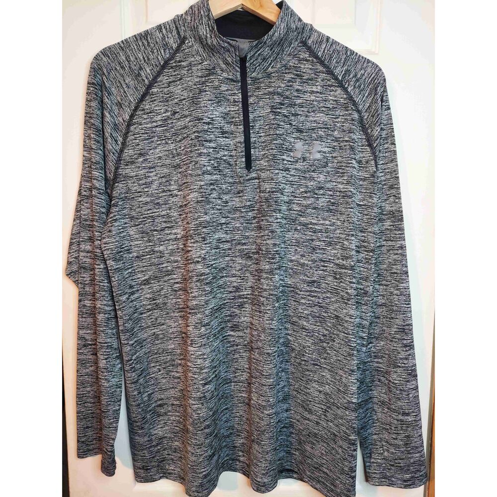 Under Armour Gray Quarter-Zip Long Sleeve Heathered Knit Pullover Mens Medium